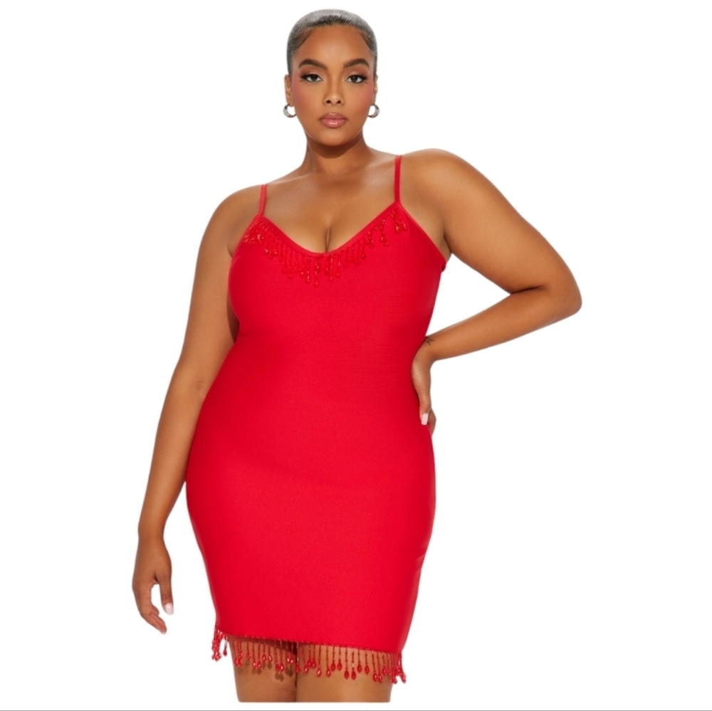 Allie Red Embellished Bandage Dress by Fashion Nova Sz XL - Picture 5 of 7